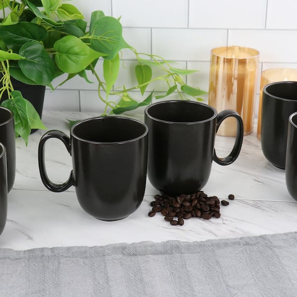 Home Basics Jumbo 22 oz. Black Ceramic Coffee Mug HDC50573 - The