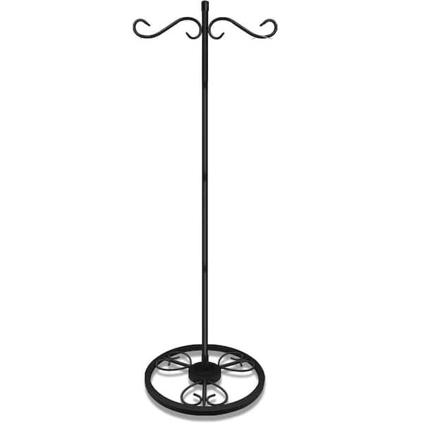 58 in. Double Metal Shepherds Hooks, Black Adjustable Freestanding