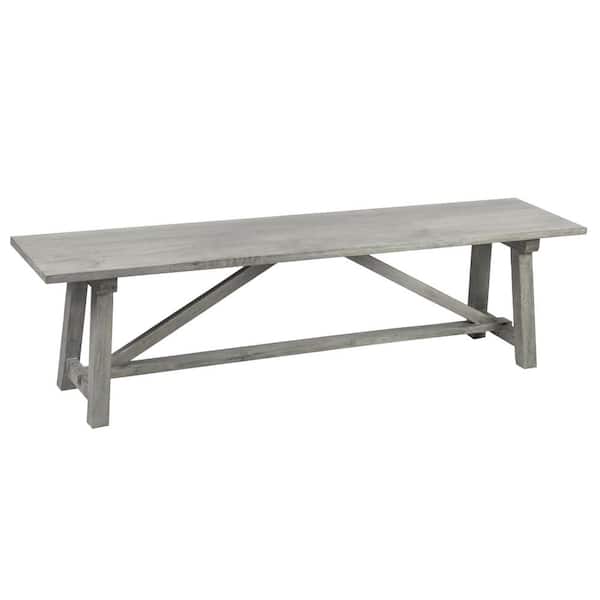 AmeriHome Mango Wood Farmhouse Gray Bench 55 in. W x 7 in. D x 18 in. H x 1 in. Thick