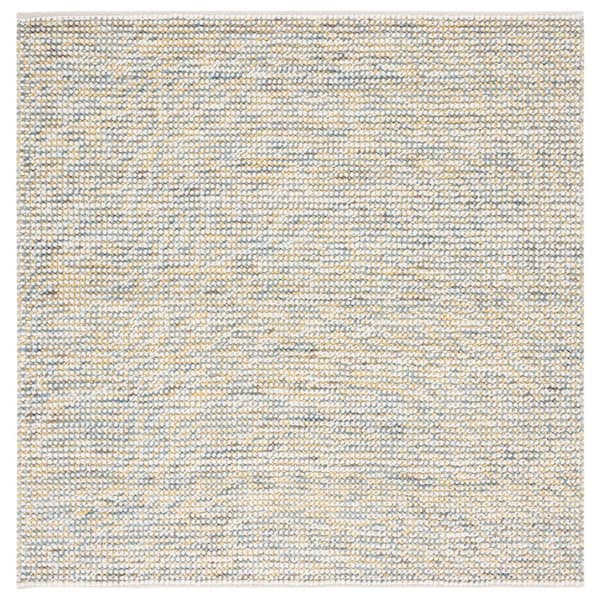 Vermont 6 ft. x 6 ft. Dark Gold/Blue Knitted Square Area Rug