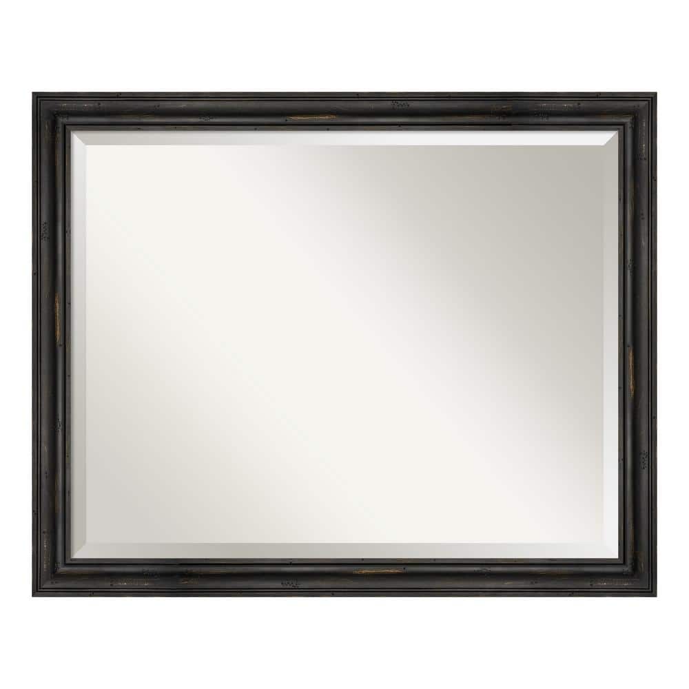 Rustic Black Pine Rectangular Beveled Bathroom Vanity Mirror