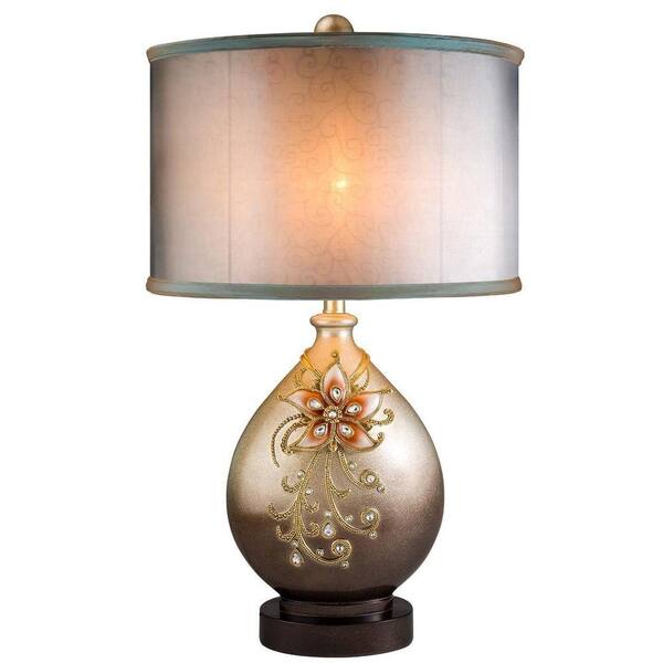 ORE International 30 in. Multicolored/Sapphire Rose Table Lamp