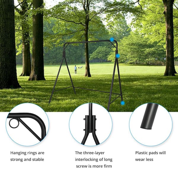 Karl home Black Metal Patio Swing Stand 791643704898 - The