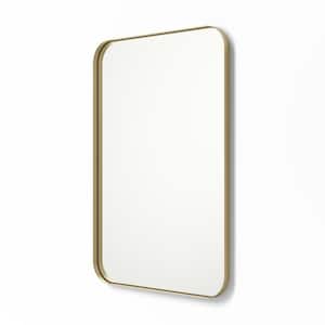 20 in. x 30 in. Metal Framed Rounded Rectangle Bathroom Vanity Mirror in Gold