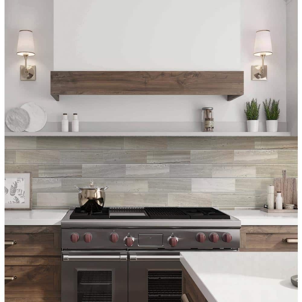 Wooden Beige 4" x 12" Honed Marble Subway Tile