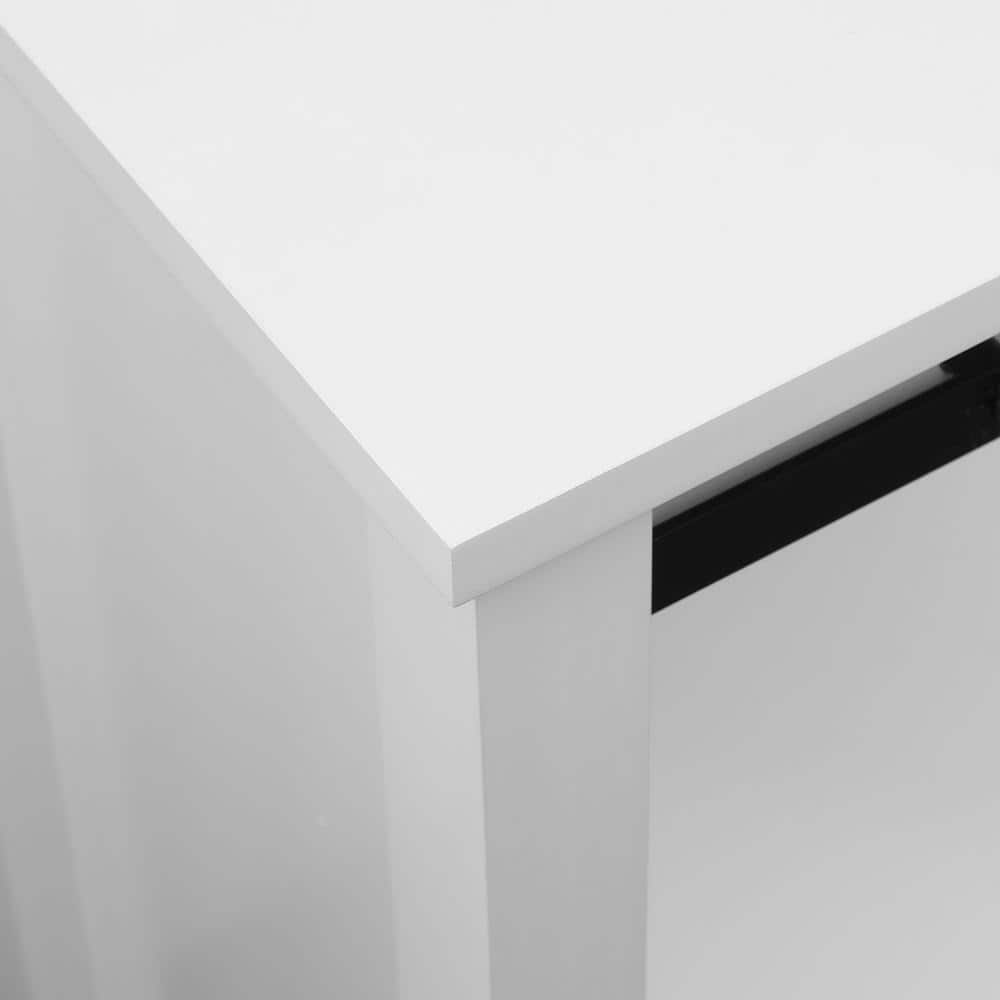 White MDF Bathroom Cabinet with Adjustable Shelving and Sliding Door