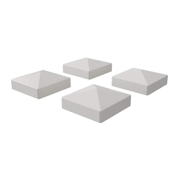 Premium 4.5 in. x 4.5 in. White Vinyl Flat Pyramid Post Cap (4-Pack)