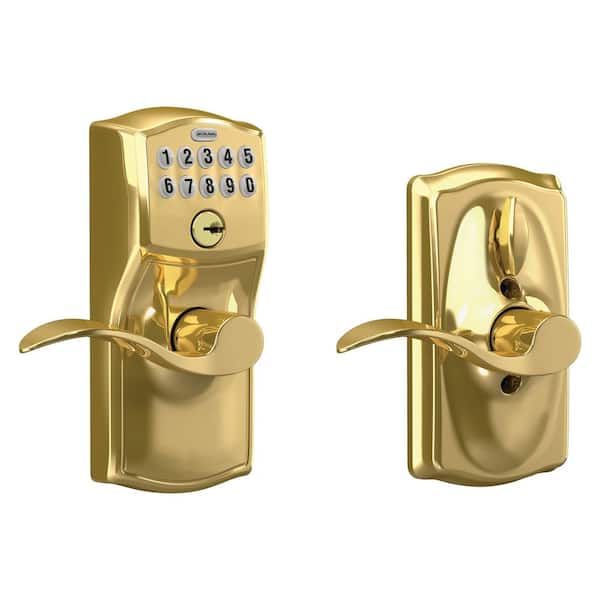 Schlage Camelot Bright Brass Electronic Keypad Door Lock with