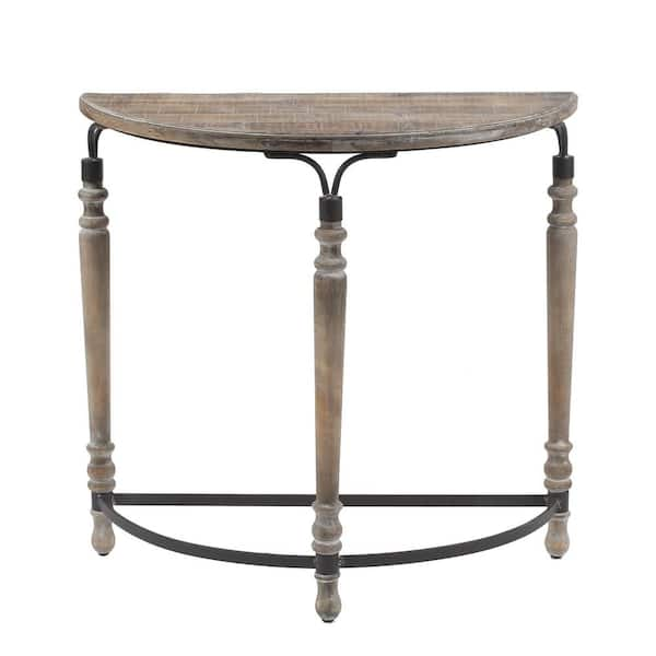 LuxenHome Rustic Wood Half Moon Table