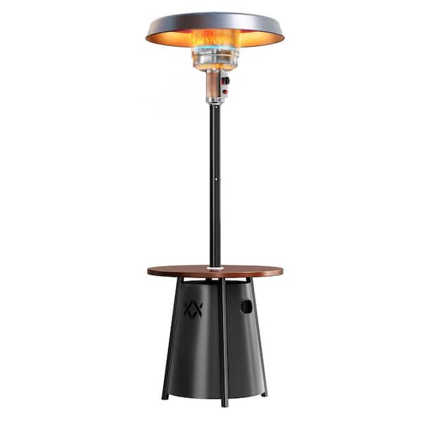 50,000 BTU Black Propane Gas Patio Heater with 28 in. Table and Adjustable Thermostat