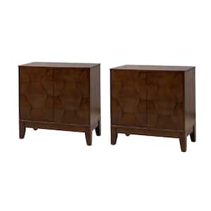 Madge Walnut 30 in. Tall 2-Door Accent Storage Cabinet with Adjustable Shelves and Adjustable Legs (Set of 2)