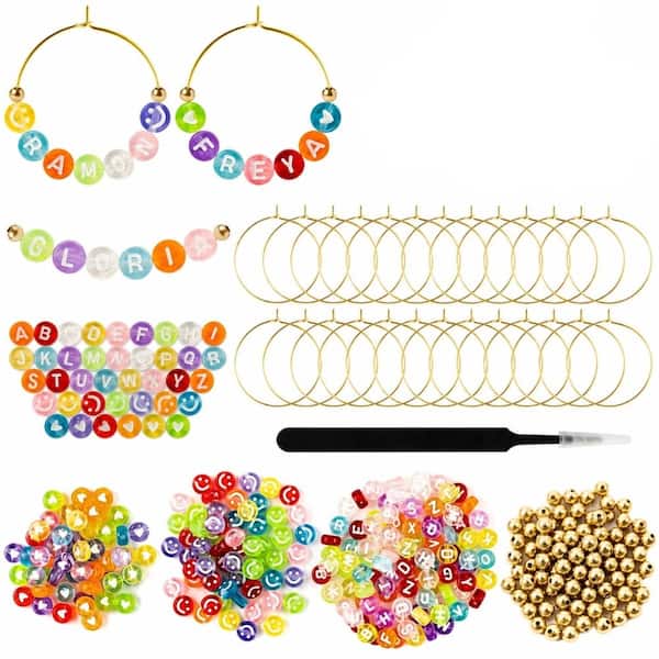 DIY Wine Glass Charm Kits 26 Sets Reusable Personalized Letter Bead Markers for Wedding Cocktail Use