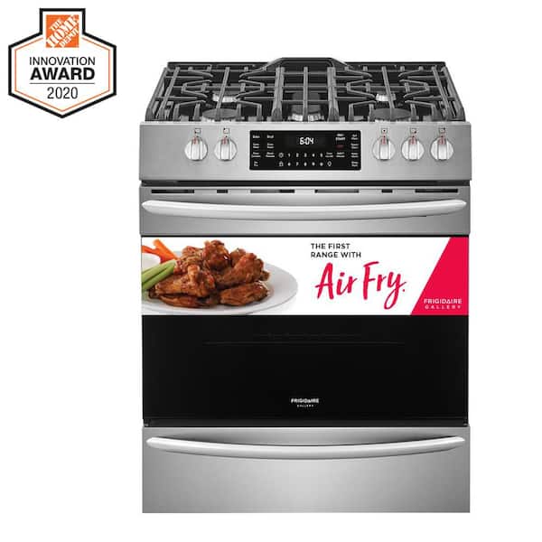 Frigidaire 30 in. 5 Burner Slide-In Gas Range in Stainless Steel with Convection and Air Fry