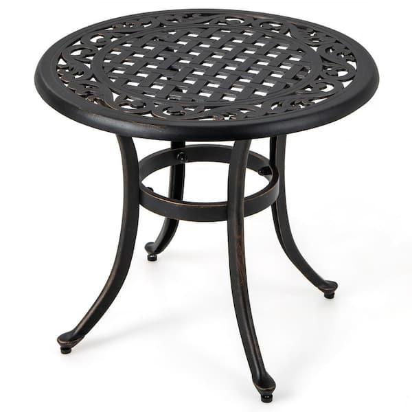 WELLFOR Cast Aluminum Outdoor Side Table
