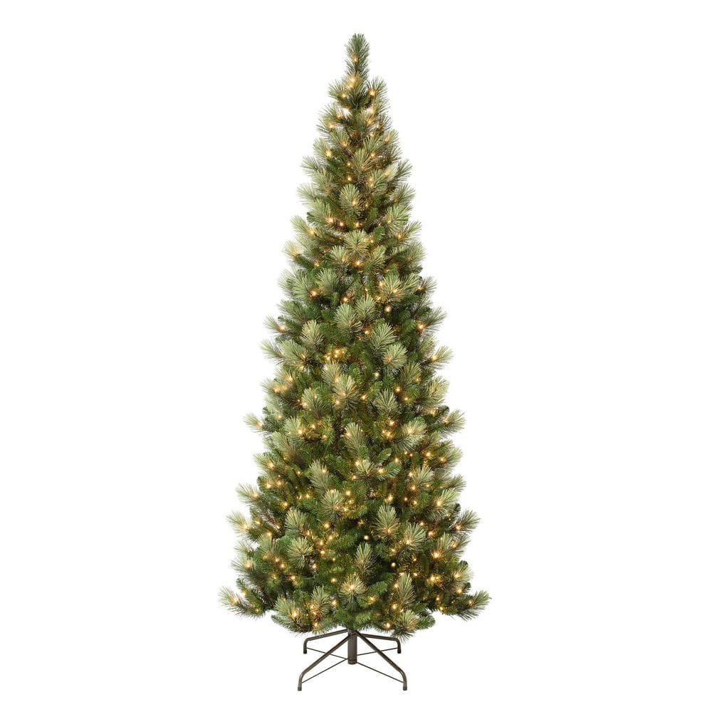 National Tree Company First Traditions ft. Charleston Pine Slim Artificial  Christmas Tree with Clear Lights CHR3-304-90 The Home Depot