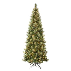 First Traditions 9 ft. Charleston Pine Slim Artificial Christmas Tree with Clear Lights
