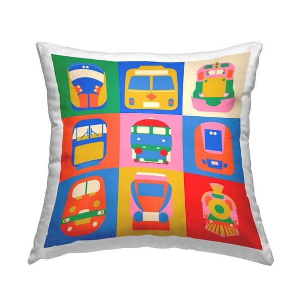 Stupell Industries Bold Public Transportation Multi-Color Abstract Polyester 18 in. x 18 in. Throw Pillow