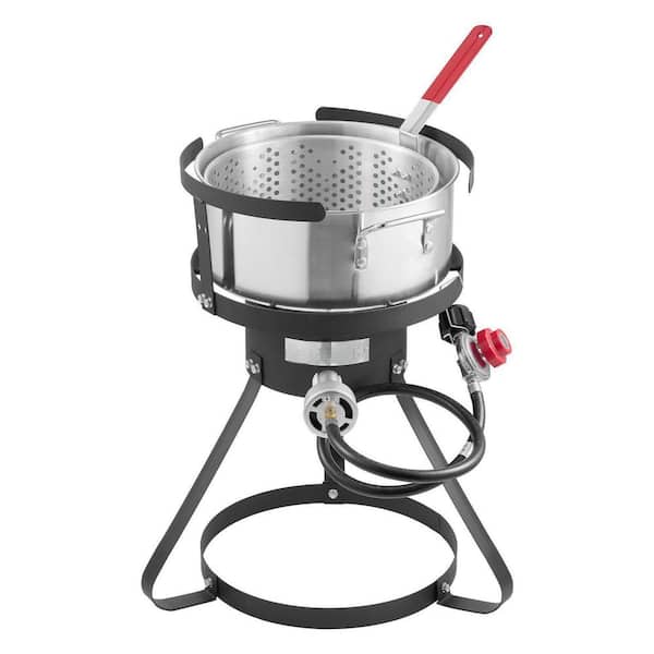 10 qt. Fish Fryer Kit with Heavy Gauge Aluminum Pots and Basket, Propane Outdoor Fish Fryers Set, 54000 BTU Gas Burner