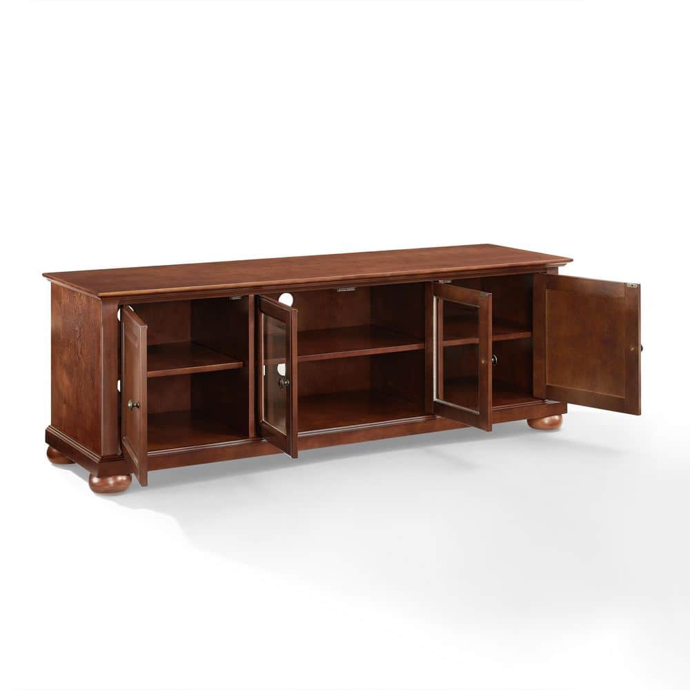 Vintage Mahogany 60" Low Profile TV Stand with Cabinet