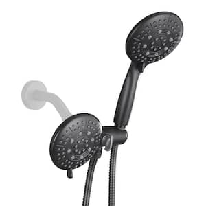 2-in-1 5-Spray Patterns with 1.8 GPM 4.7 in. Wall Mount Dual Shower Heads in Matte Black