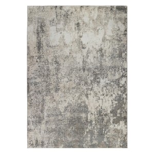 Yasmin Acy Gray/Beige 9 ft. x 13 ft. Abstract Polyester Area Rug