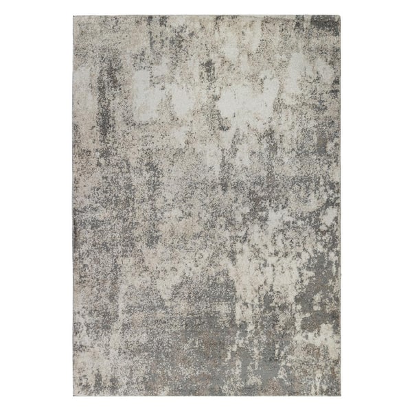 Yasmin 9 x 12 Gray/Beige Abstract Pattern Area Rug for High Traffic Living Room Dining Room Bedroom