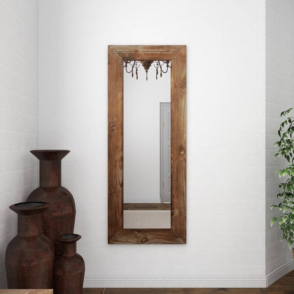 Oversized Brown Rectangular Full Length Wood Mirror