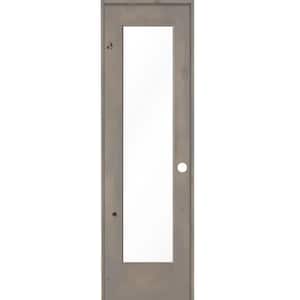 24 in. x 80 in. Rustic Knotty Alder Left-Hand Full-Lite Clear Glass Grey Stain Solid Wood Single Prehung Interior Door