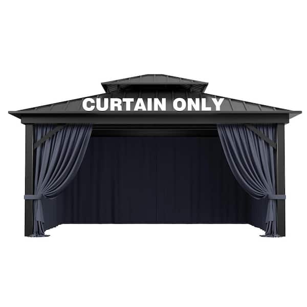 WNP 12 ft. x 14 ft. Universal Outdoor Privacy Curtains, Gazebo Curtain Replacement with Zipper Navy (4-Side Curtain Only)