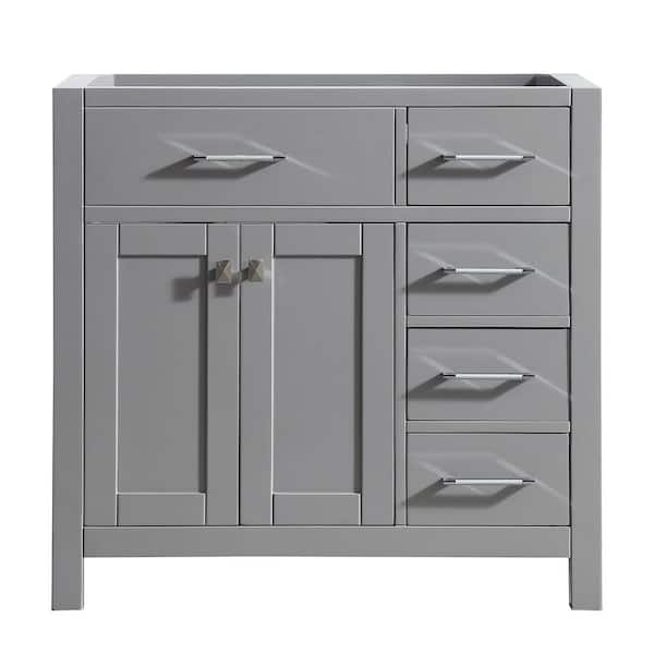 Virtu USA Caroline Parkway 36 in. W Bath Vanity Cabinet Only in Cashmere Gray