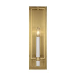 Marston 5 in. W x 18 in. H 1-Light Burnished Brass Tall Wall Sconce