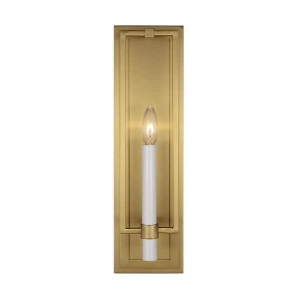 Generation Lighting Marston 5 in. W x 18 in. H 1-Light Burnished Brass Tall Wall Sconce