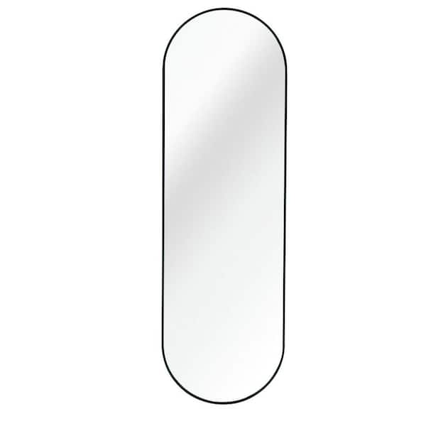 Miscool Anky 20 in. W x 63 in. H Aluminium Alloy Framed Black Oval Pill Shape Full Length Decorative Accent Wall Mirror