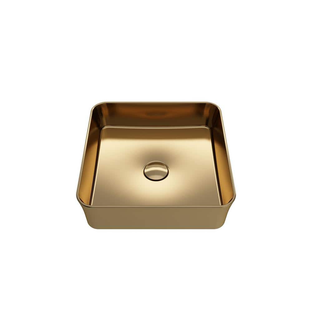 BOCCHI Sottile 15.25 in. Matte Gold Fireclay Rectangular Vessel Sink ...