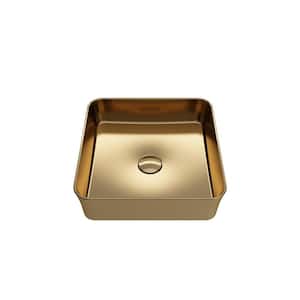 Sottile 15.25 in. Matte Gold Fireclay Rectangular Vessel Sink