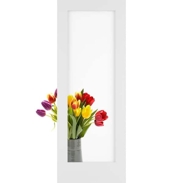 30 in x 96 in Shaker French Solid Core 1-Lite Clear Glass Pine Wood Interior Door Slab