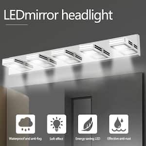 32.28 in. W 5-Light Chrome Makeup Mirror Lights LED Bathroom Vanity Light Over Mirror Light Fixture for Living Room