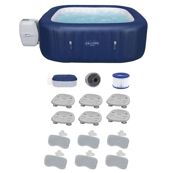 Bestway SaluSpa Hawaii 6-Person 140-Jet Hot Tub with Spa Seat (6-Pack) and Headrest Pillow (2-Pack)