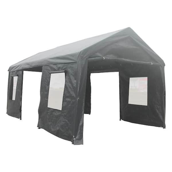 12 ft. W x 20 ft. 220 sq. ft. D Plastic Shed Outdoor Portable Garage with Ventilated Canopy Carport Car Shelter