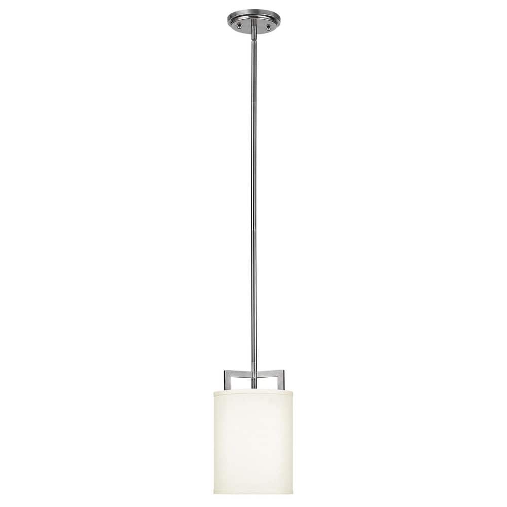 Antique Nickel Mini Drum Pendant Light with Linen Shade