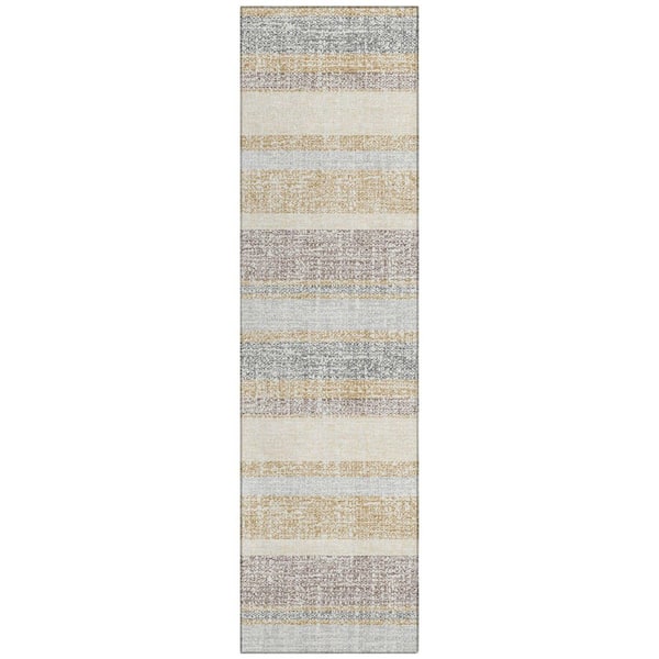 Chantille Machine Washable Indoor/Outdoor Abstract ACN2122 Gold 2 ft. 3 in. x 7 ft. 6 in. Runner Rug