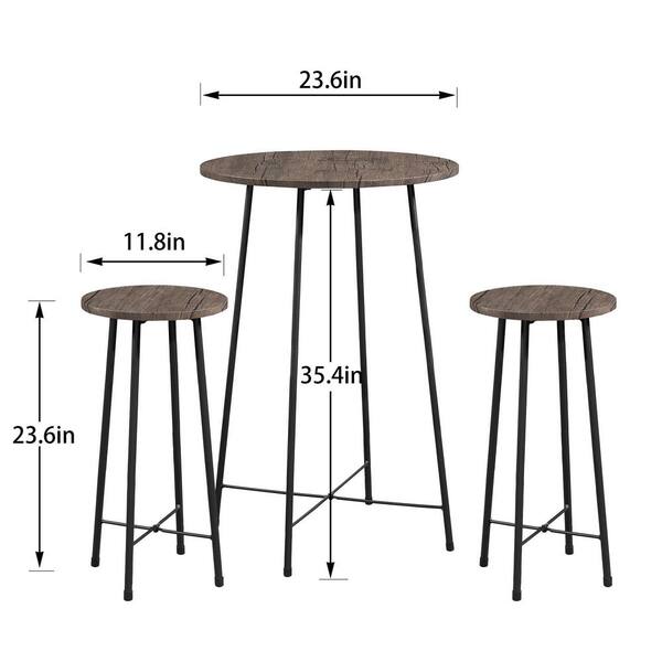 VECELO Dining Table Sets 23.6 in. Round Coffee Bistro Wood