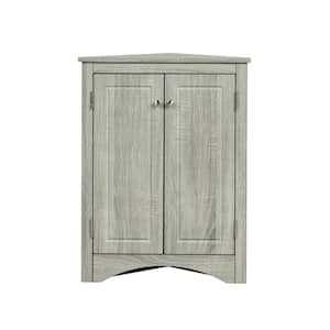 18 in. L x 18 in. W x 32 in. H in Oak Triangle Bathroom Storage Cabinet with Adjustable Shelves, Ready to Assemble