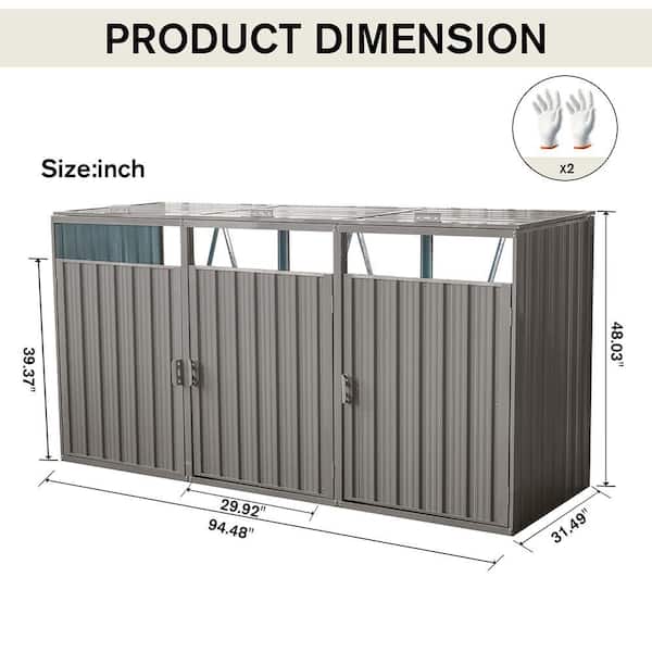 8 ft. W x 3 ft. D Iron Shed with Double Door (24 sq. ft. )
