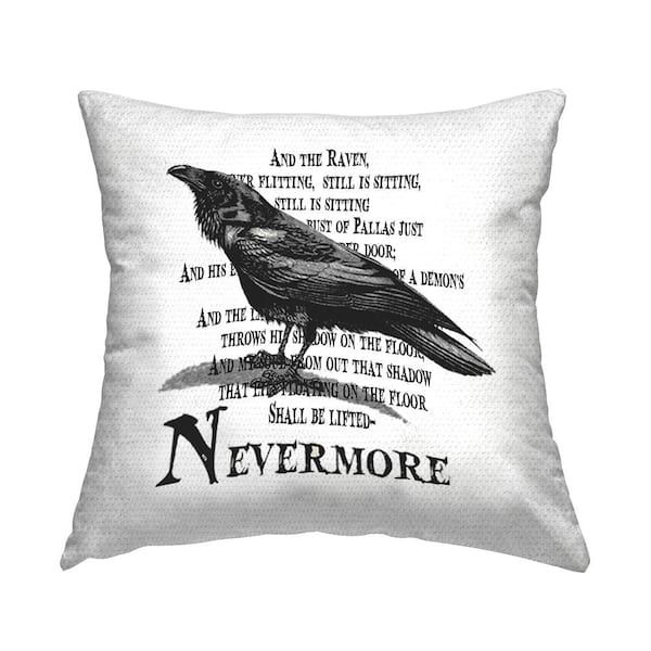Stupell Industries Nevermore Raven Spooky Halloween Black Square Outdoor Throw Pillow