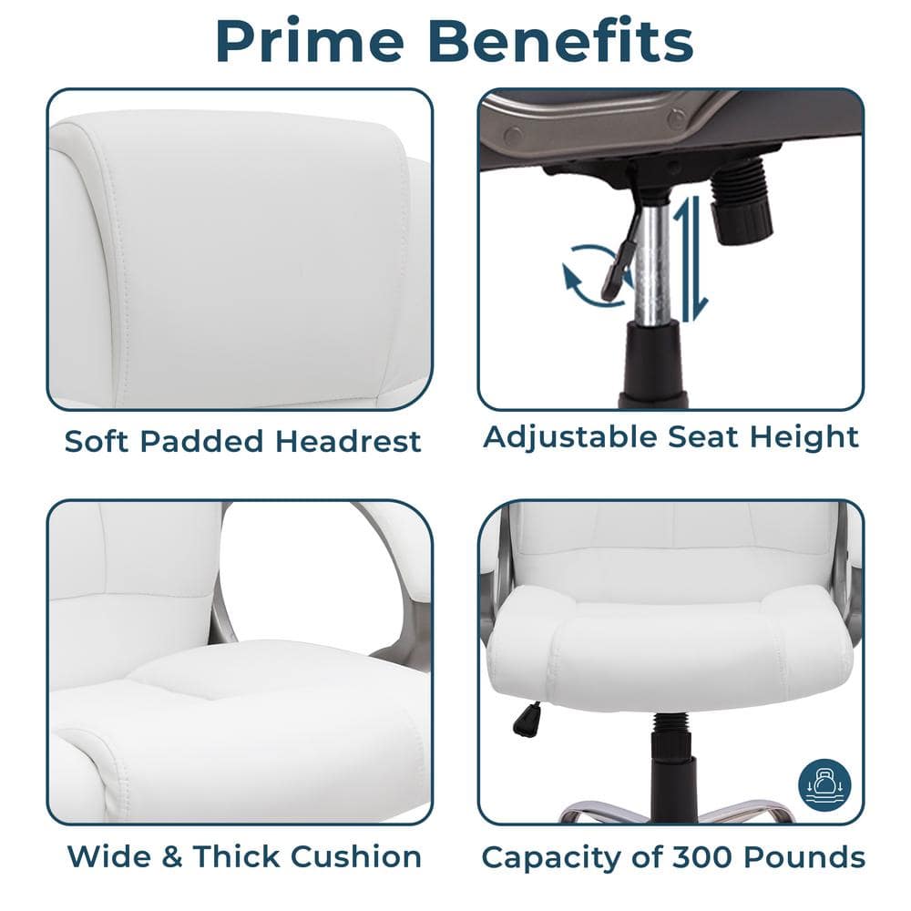 Premium Faux Leather High-Back Ergonomic Executive Office Chairs with Armrests and Lumbar Support - Thumbnail 2