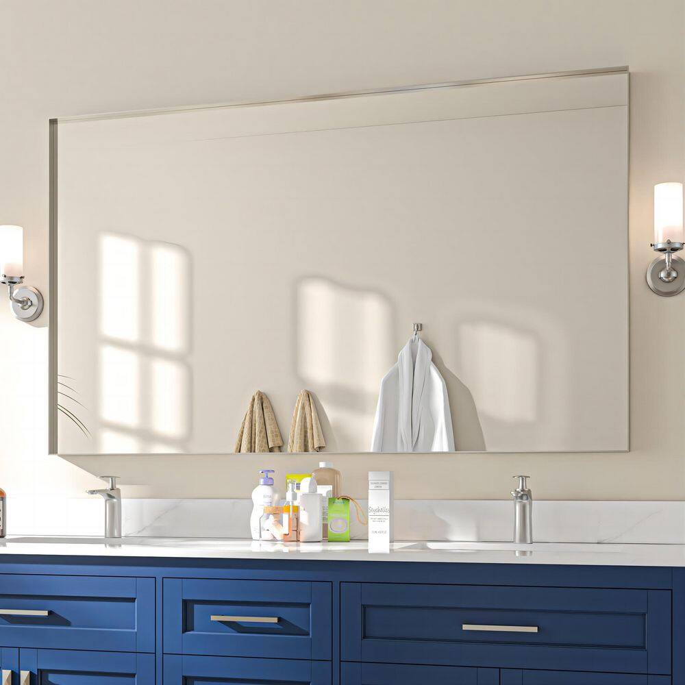 72 in. W x 36 in. H Rectangular Aluminum Framed Wall Bathroom Vanity Mirror in Silver price history on PriceWatchPro