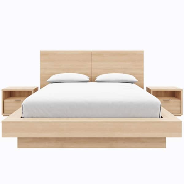 Dahlia 4-Piece Natural Blonde Oak Wood Queen Size Bedroom Set