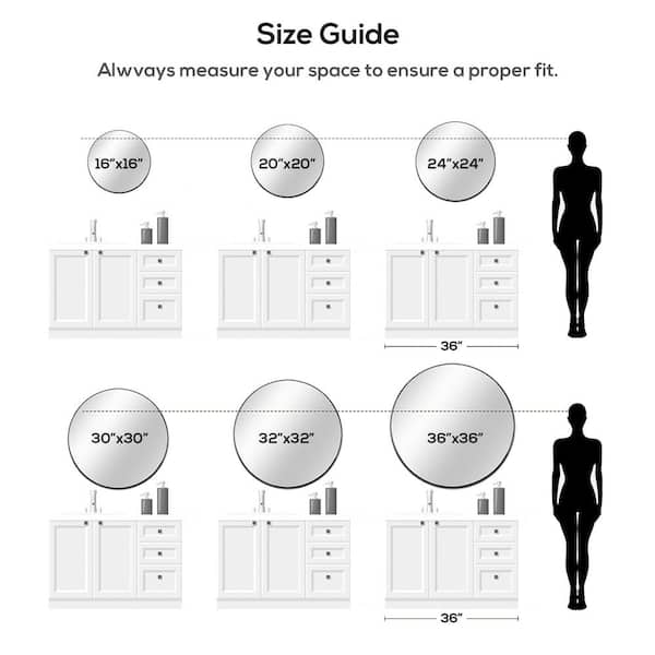Round Wall Mirror Metal Frame Circle Mirror for Bedroom, Bathroom, Entryway Wall Decor 32 in. W x 32 in. H Silver