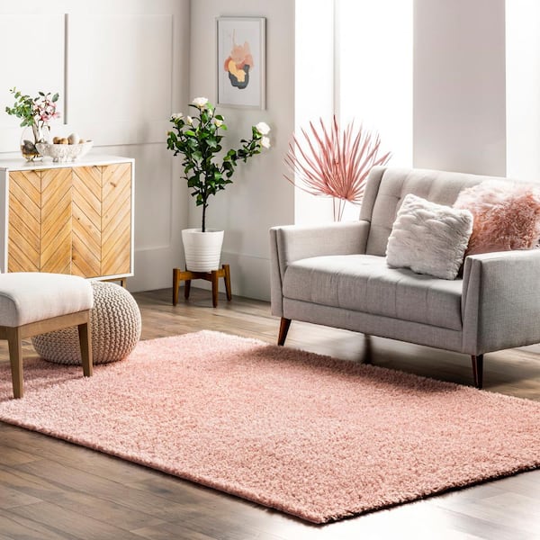 Marlow Soft Shaggy Faux Sheepskin Machine Washable Pink 6 ft. x 9 ft. Indoor Area Rug